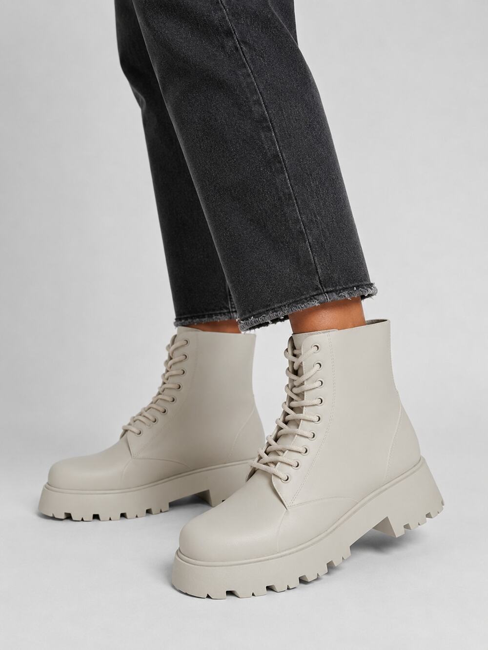 ASOS Galaxy Chunky Lace Up Wellies Boots Womens Size 9 Off White New
